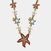 Collana in Metallo con stelle marine smaltate e conchiglie