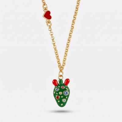 Collana in Metallo fico d'india con cristalli e cuore rosso
