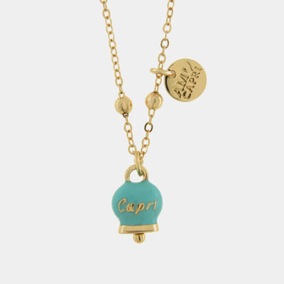 Metal Necklace with turquoise lucky bell