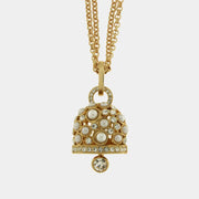 Collana in Metallo dorato con campanella portafortuna perle