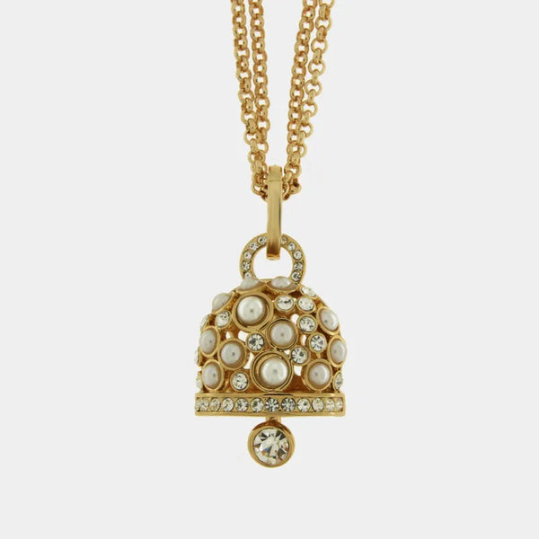 Collana in Metallo dorato con campanella portafortuna perle - BYSIMON gioielli
