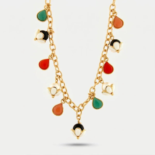 Collana in Metallo charm colorati e fiori