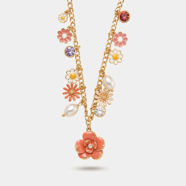 Collana in Metallo fiori e cristalli