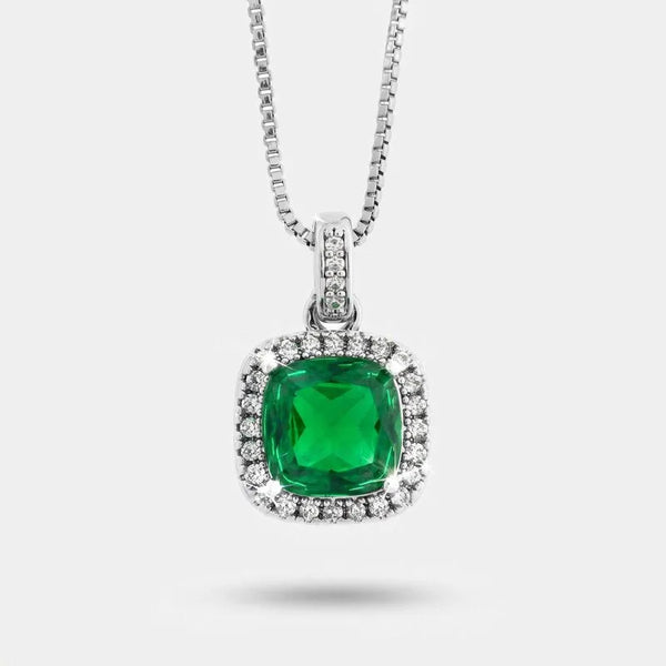 Collana in Metallo con zircone centrale verde - BYSIMON gioielli