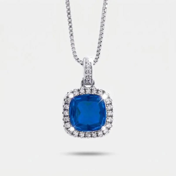 Collana in Metallo con zircone centrale blu - BYSIMON gioielli