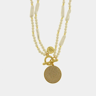 Collana in Metallo con perline pendente tondo