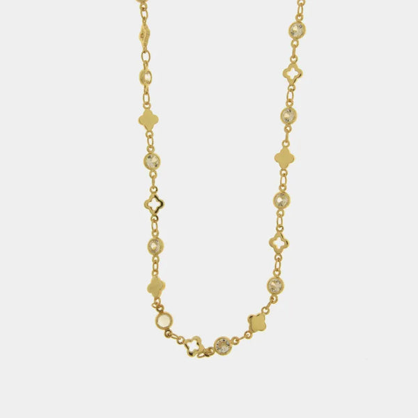 Collana in Metallo pendenti quadrifoglio e cristallo - BYSIMON gioielli