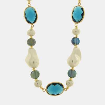 Collana in Metallo pendenti con cristallo turchese