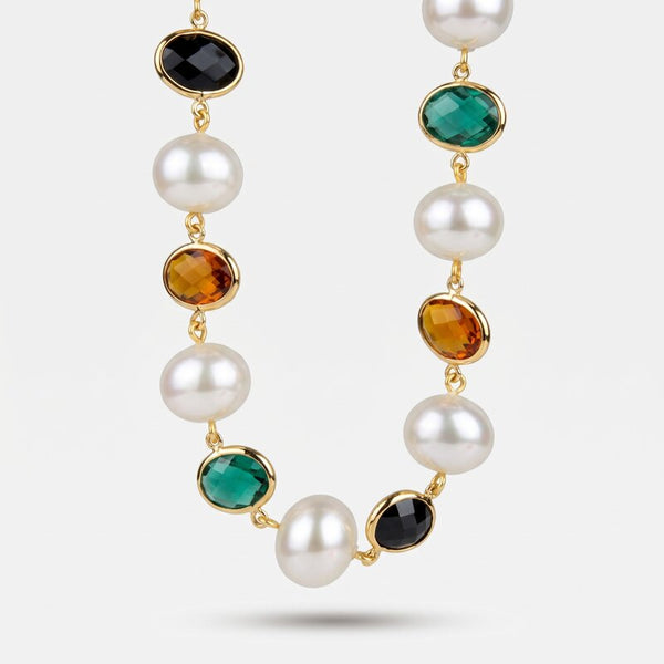 Collana in Metallo perline e cristalli colorati - BYSIMON gioielli