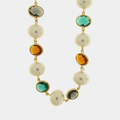 Collana in Metallo perline e cristalli colorati