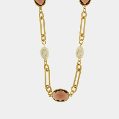Collana in Metallo elementi dorati e cristalli marroni