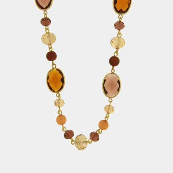 Collana in Metallo cristalli colorati sfumature del marrone - BYSIMON gioielli