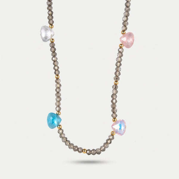 Collana in Metallo cristalli colorati pendenti - BYSIMON gioielli