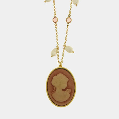 Collana in Metallo con cammeo pendente e cristalli