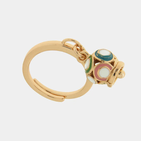 Anello in Metallo con campana portafortuna impreziosita da smalti colorati - BYSIMON gioielli