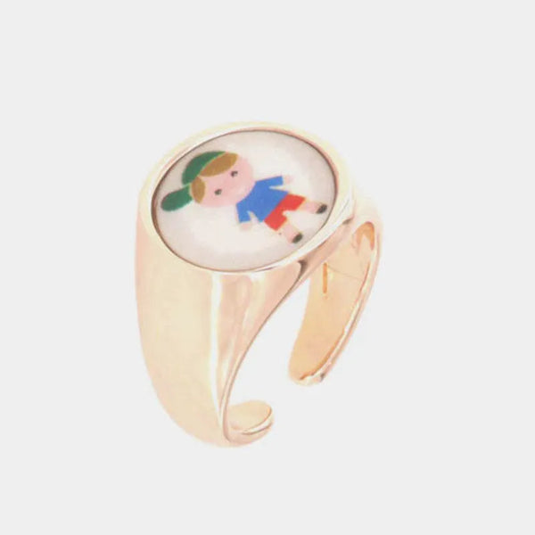 Anello in Metallo con simbolo bimbo impreziosito da smalti colorati