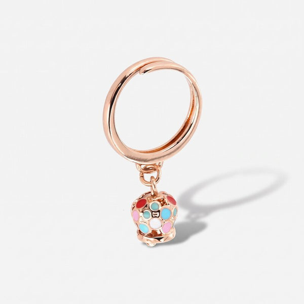 Anello in Metallo con campanella pendente impreziosita da smalti multicolore - BYSIMON gioielli