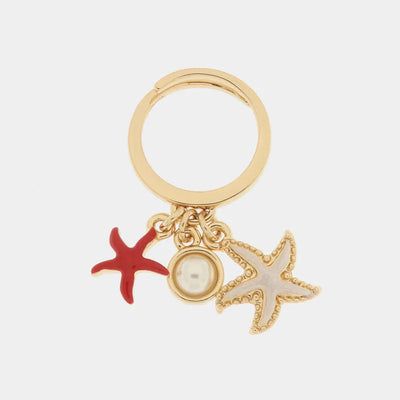 Anello in Metallo con stelle marine e cristallo - BYSIMON gioielli