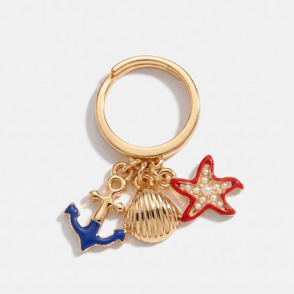 Anello in Metallo con stella marina, conchiglia e ancora - BYSIMON gioielli