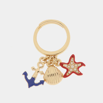 Anello in Metallo con stella marina, conchiglia e ancora - BYSIMON gioielli