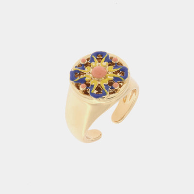 Anello in Metallo con maiolica - BYSIMON gioielli