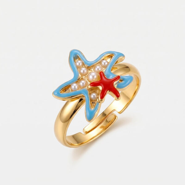 Anello in Metallo con stelle marine colorate BYS - gioiello BySimon