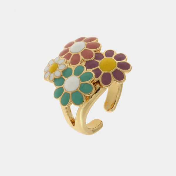 Anello in Metallo con margherite colorate - BYSIMON gioielli