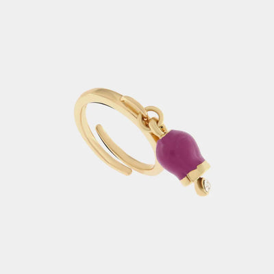 Anello in Metallo con campanella portafortuna pendente, impreziosita da smalto e punto luce - BYSIMON gioielli