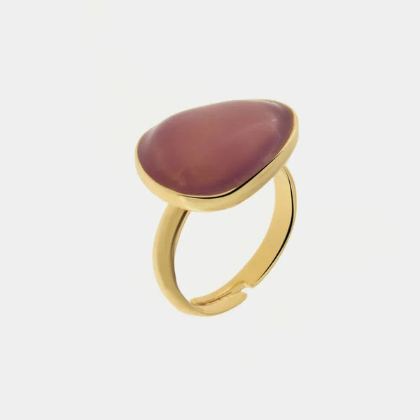 Anello in Metallo con pietra color amaranto - BYSIMON gioielli