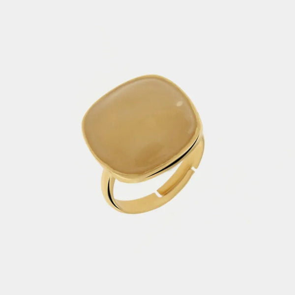 Anello in Metallo con pietra giallo ocra - BYSIMON gioielli