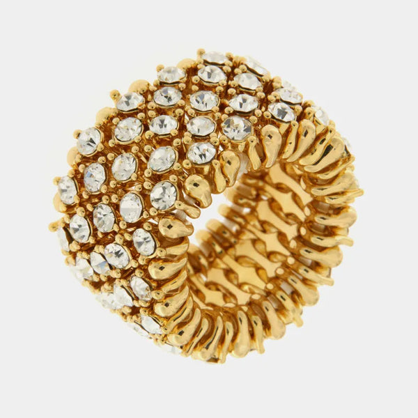 Anello in Metallo con cristalli trasparenti placcato oro - BYSIMON gioielli