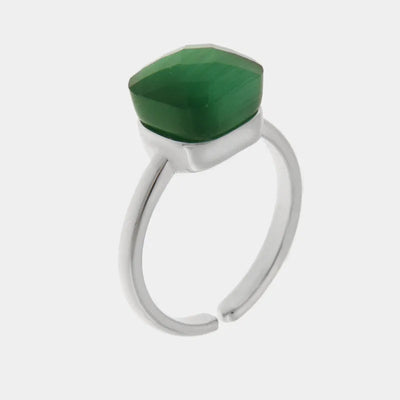 Green Square Crystal Metal Ring