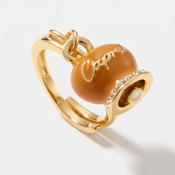 Anello in Metallo con campanella arancione scritta capri
