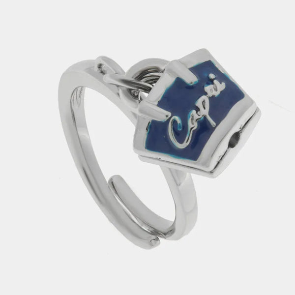 Anello in Metallo con borsa blu scritta capri - BYSIMON gioielli