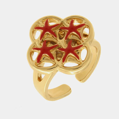 Anello in Metallo stelle marine rosse - BYSIMON gioielli