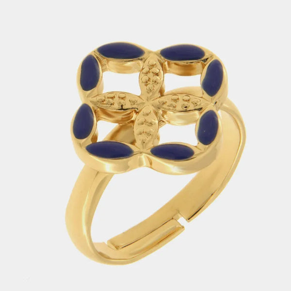 Anello in Metallo maiolica blu - BYSIMON gioielli