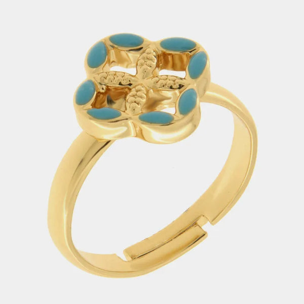 Anello in Metallo maiolica azzurra - BYSIMON gioielli