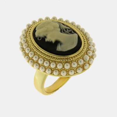 Anello in Metallo con cammeo e pietre bianche Amo Venezia