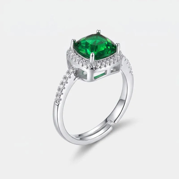 Anello in Metallo con zircone verde quadrato