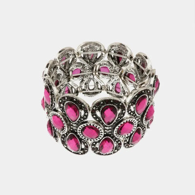 Bracciale in Metallo elastico, con cristalli viola