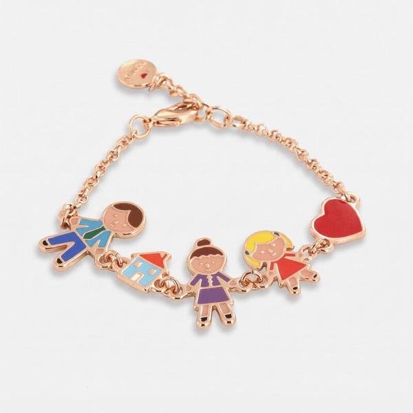 Bracciale in Metallo con ciondoli famiglia impreziositi da smalti colorati - BYSIMON gioielli