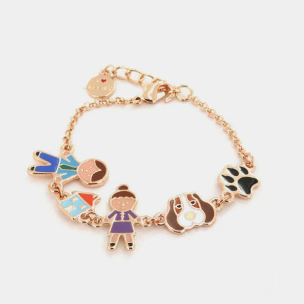 Bracciale in Metallo con ciondoli famiglia impreziositi da smalti colorati
