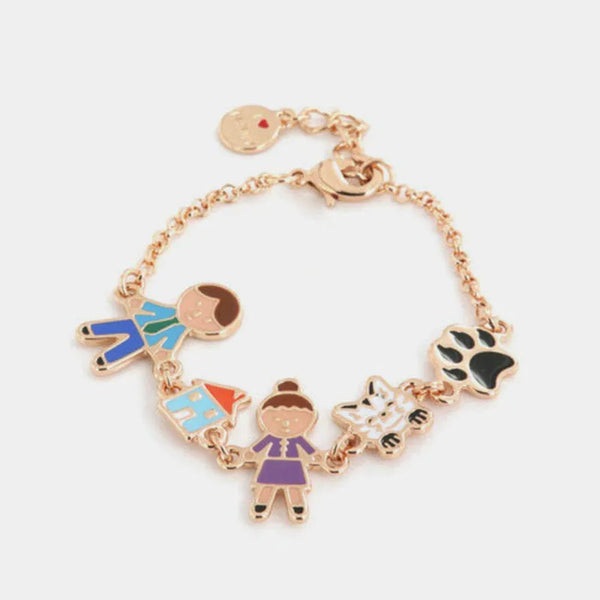 Bracciale in Metallo con ciondoli famiglia impreziositi da smalti colorati - BYSIMON gioielli