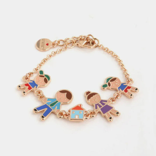 Bracciale in Metallo con ciondoli famiglia impreziositi da smalti colorati - BYSIMON gioielli