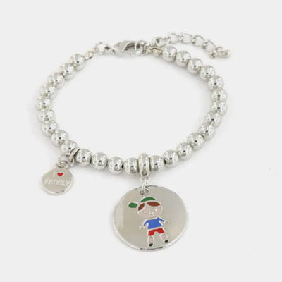 Bracciale in Metallo con medaglia simbolo bimbo impreziosito da smalti colorati