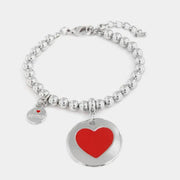 Bracciale in Metallo con medaglia simbolo cuore impreziosito da smalti colorati