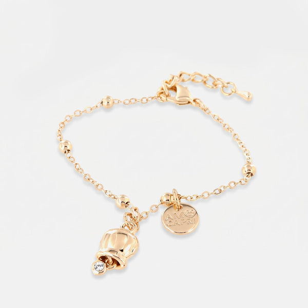 Bracciale in Metallo con campanella portafortuna pendente, impreziosita da punto luce - BYSIMON gioielli