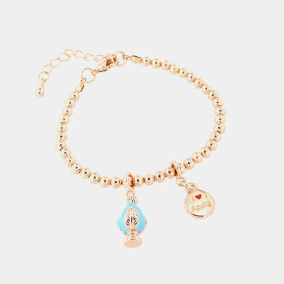 Bracciale pumo pugliese pendente azzurro rosè | pumo portafortuna pugliese | BYSIMON