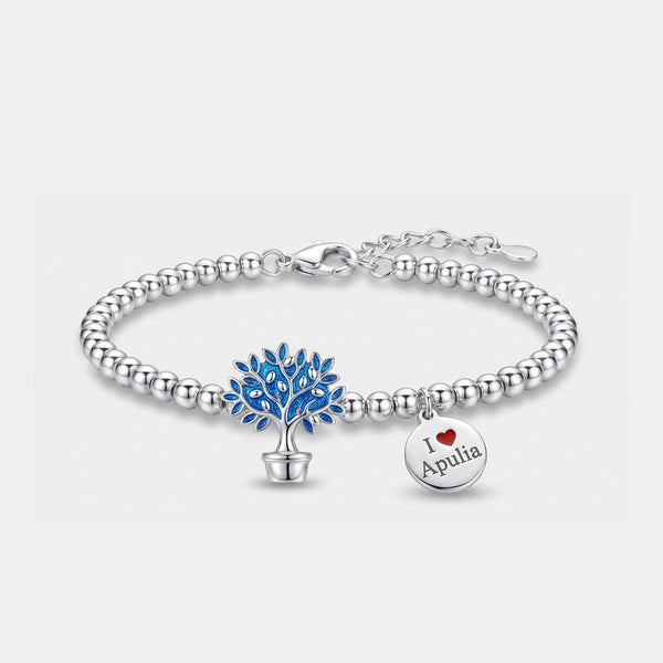 Bracciale pumo pugliese pendente blu | gioielli pugliesi portafortuna | BYSIMON