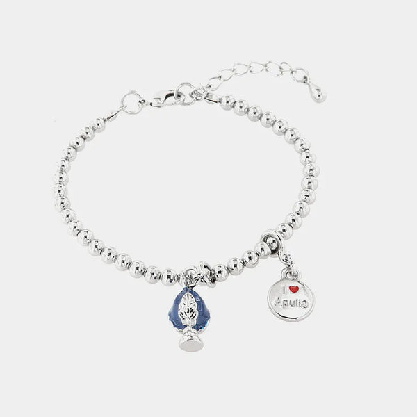 Bracciale pumo pugliese pendente blu | gioielli pugliesi portafortuna | BYSIMON